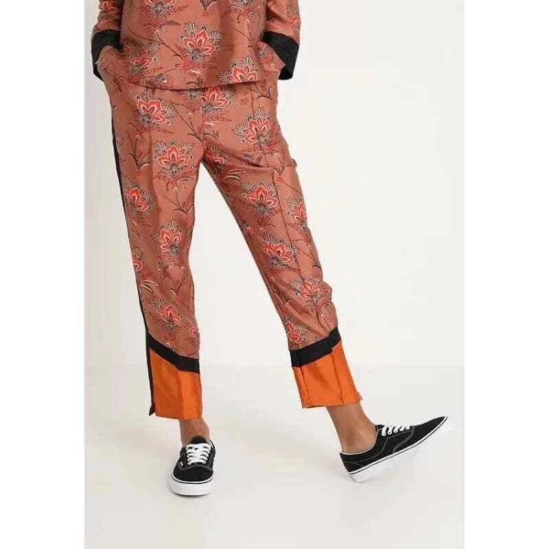 Scotch & Soda Tailored Jogger Pant Floral Jacquard Copper Side Stripe Small